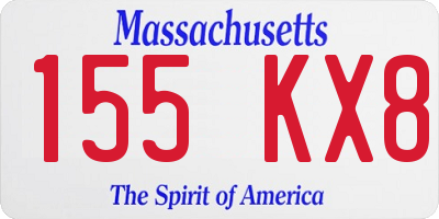 MA license plate 155KX8