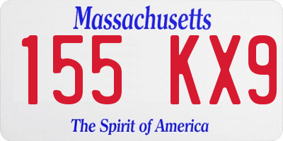 MA license plate 155KX9