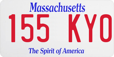 MA license plate 155KY0