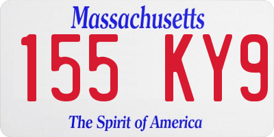 MA license plate 155KY9