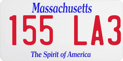 MA license plate 155LA3