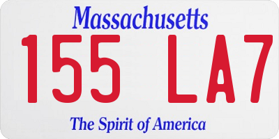 MA license plate 155LA7