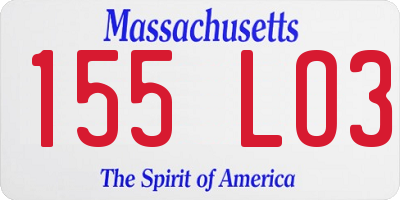 MA license plate 155LO3