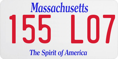 MA license plate 155LO7