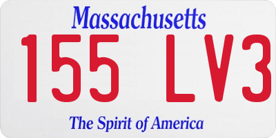 MA license plate 155LV3