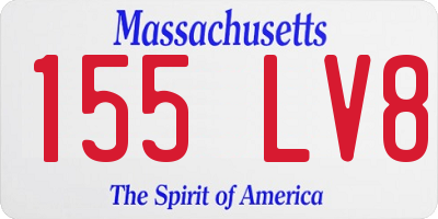 MA license plate 155LV8