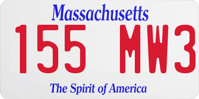 MA license plate 155MW3