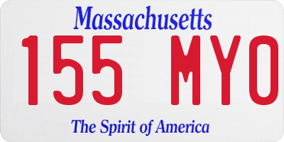 MA license plate 155MY0