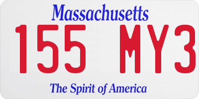 MA license plate 155MY3