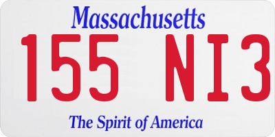 MA license plate 155NI3