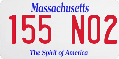 MA license plate 155NO2
