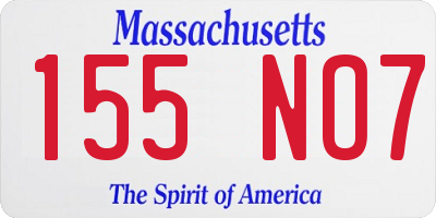 MA license plate 155NO7