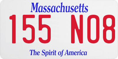 MA license plate 155NO8