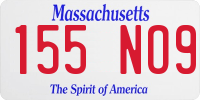 MA license plate 155NO9