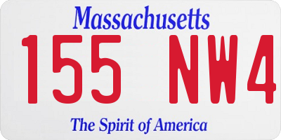 MA license plate 155NW4