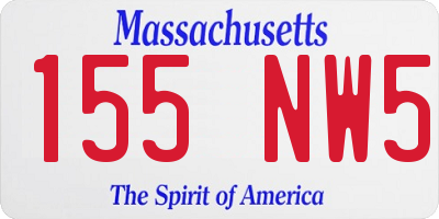 MA license plate 155NW5