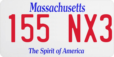 MA license plate 155NX3