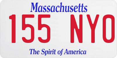 MA license plate 155NY0
