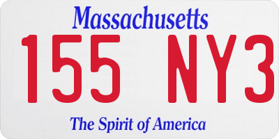 MA license plate 155NY3