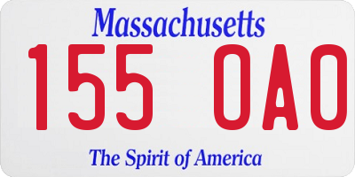 MA license plate 155OA0