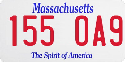 MA license plate 155OA9