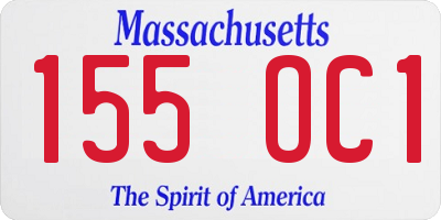 MA license plate 155OC1