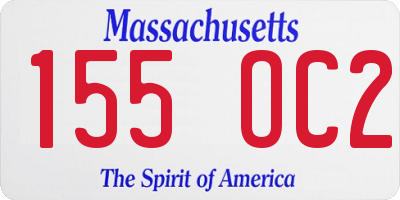 MA license plate 155OC2