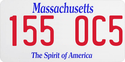 MA license plate 155OC5
