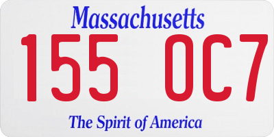 MA license plate 155OC7
