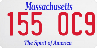 MA license plate 155OC9