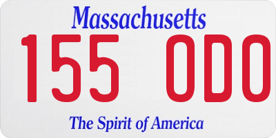 MA license plate 155OD0