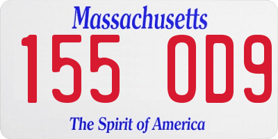 MA license plate 155OD9