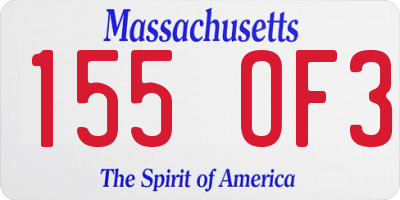 MA license plate 155OF3