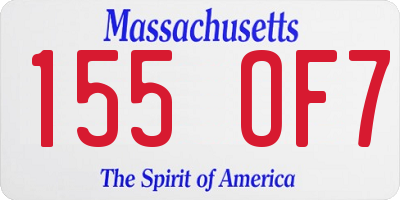 MA license plate 155OF7