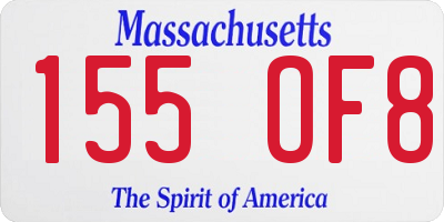 MA license plate 155OF8
