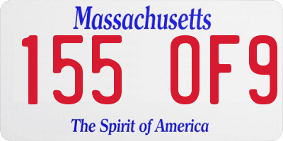 MA license plate 155OF9