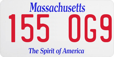 MA license plate 155OG9