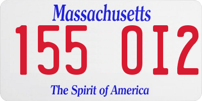 MA license plate 155OI2