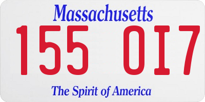 MA license plate 155OI7