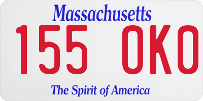 MA license plate 155OK0