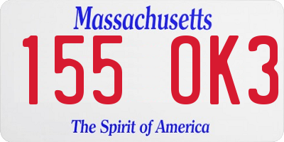 MA license plate 155OK3