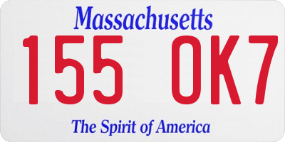 MA license plate 155OK7