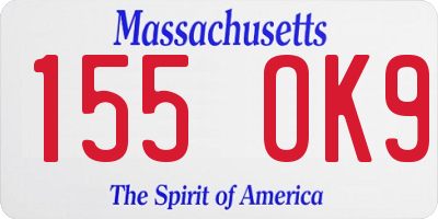 MA license plate 155OK9