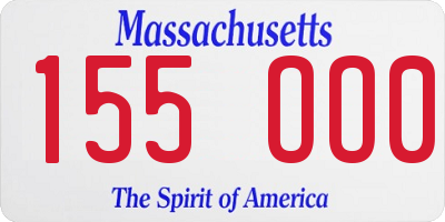 MA license plate 155OO0