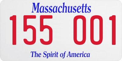 MA license plate 155OO1