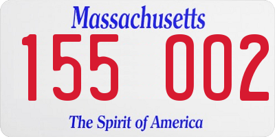 MA license plate 155OO2