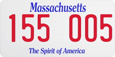 MA license plate 155OO5
