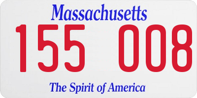MA license plate 155OO8