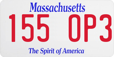 MA license plate 155OP3