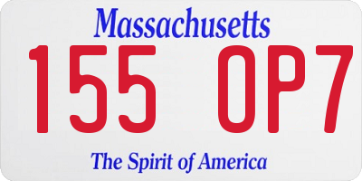 MA license plate 155OP7